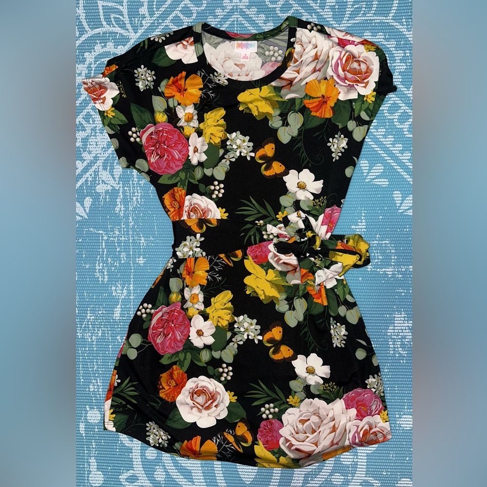 Black Floral Loose-Fit Mini LuLaRoe Dress